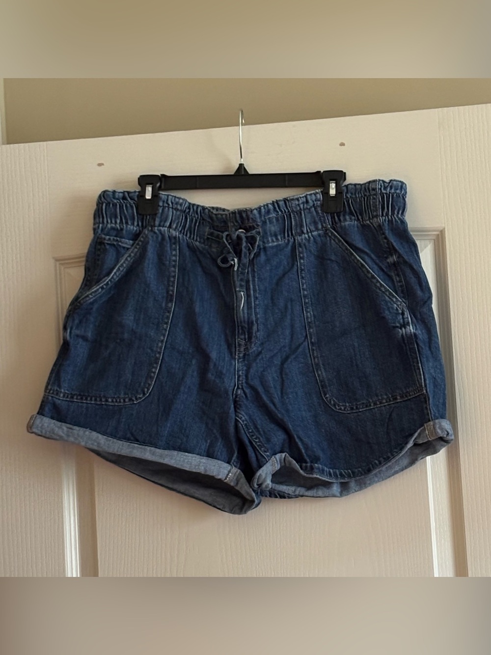 Maurices Dark Blue Denim Drawstring Shorts